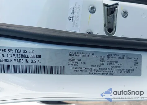 2020 Jeep Cherokee Latitude Fwd из США, поврежденный, VIN 1C4PJLCB0LD650180